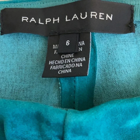Ralph Lauren Black Label Lamb Suede Ankle Zip Turquoise Skinny Pants - Size 6 - Picture 4 of 8